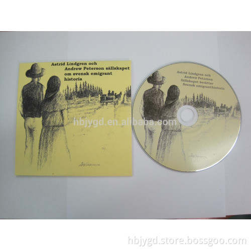 cd disc, 300gsm cardboard paper sleeve with printing and matt lamination, clear sticker sealing